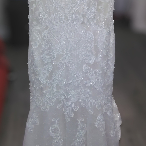 Elegant Cream Lace Wedding Dress - Picture 4 of 10